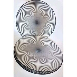 Royal Norfolk Dinner Plates Black White Optical Swirl SET OF 2 Round  10 1/2"